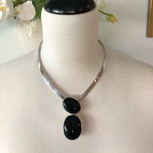 Vintage Mexican Sterling Silver & onyx neck piece